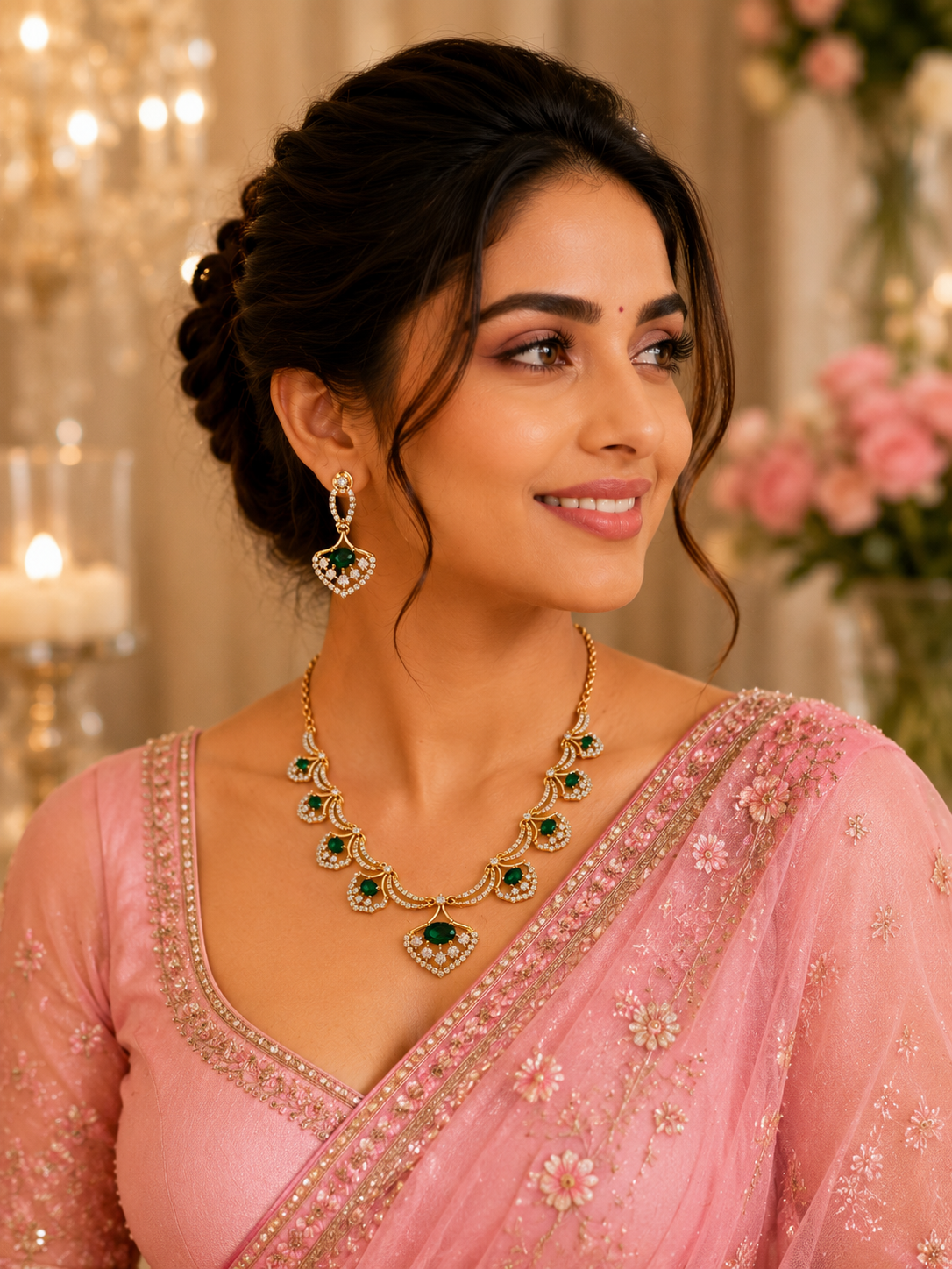 Rajni Emerald Neckless Set