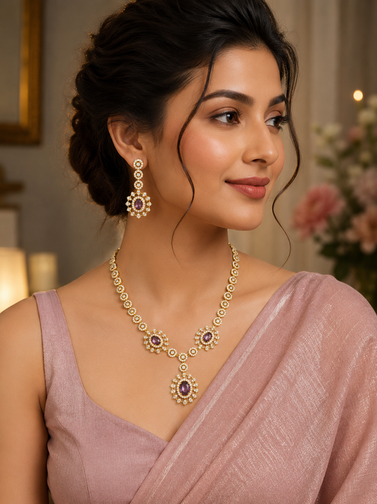 Raya Diamond & Amythist Neckless Set