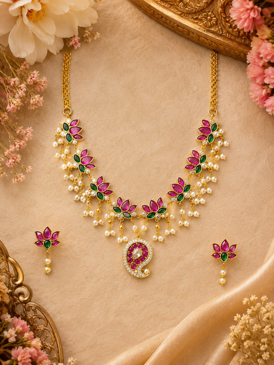 Padma Semi-Precious Stones Neckless Set