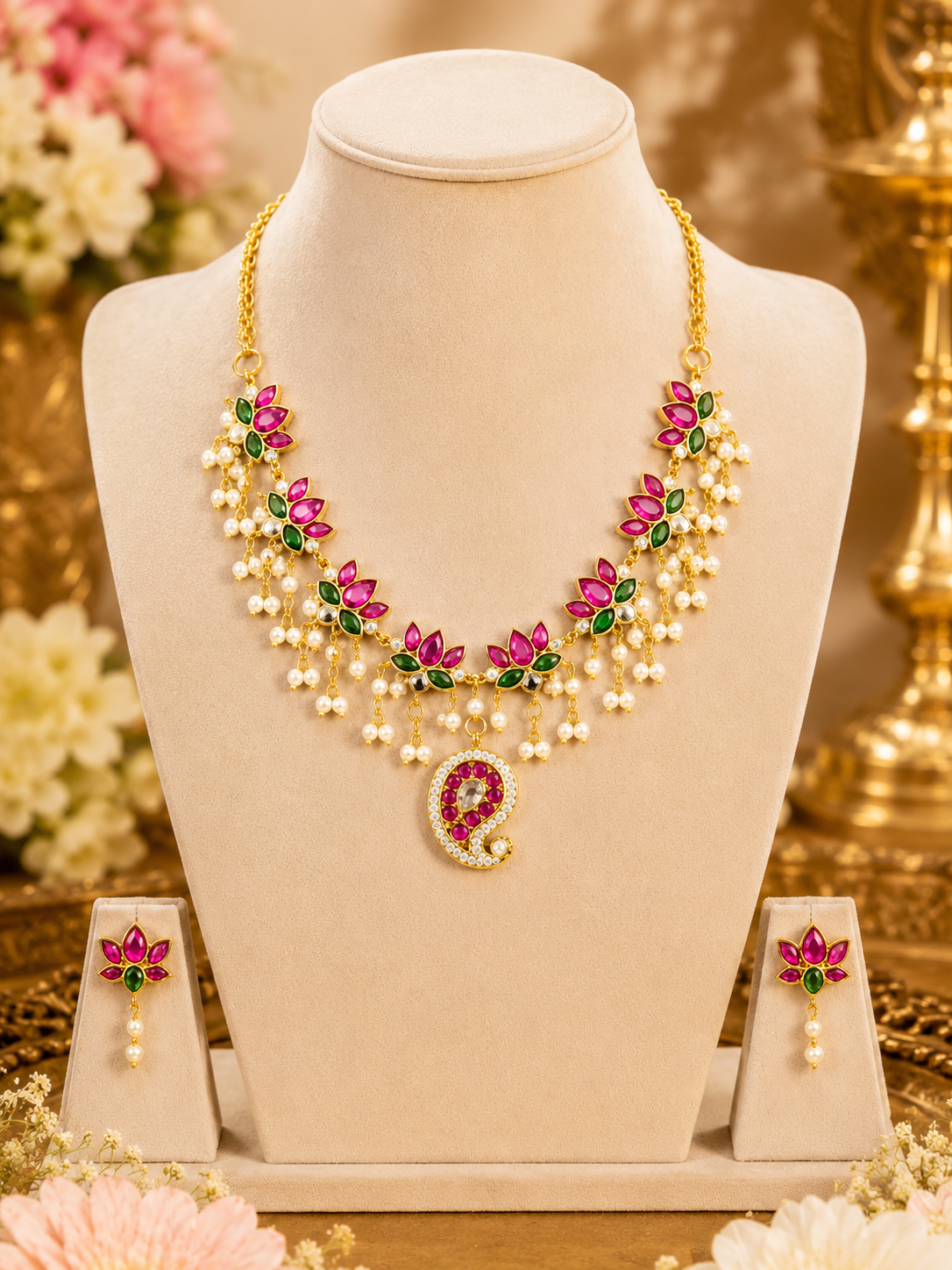 Padma Semi-Precious Stones Neckless Set